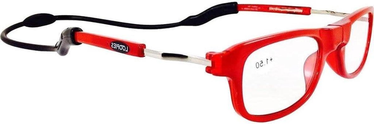 Magnetische leesbril - Opvouwbare bril - Gemakkelijk lezen - Verstelbare neusclip - 14 x 15 cm - Rood