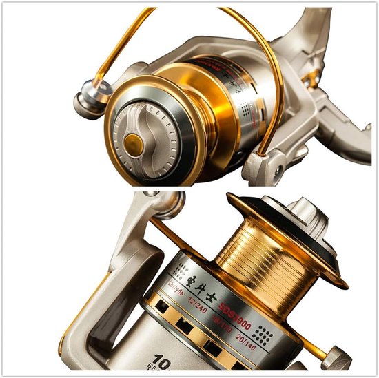 Vismolen - Spinning Reel - Vissen - 10 Kogellagers - Serie 1000-6000 - Goud — afbeelding 4