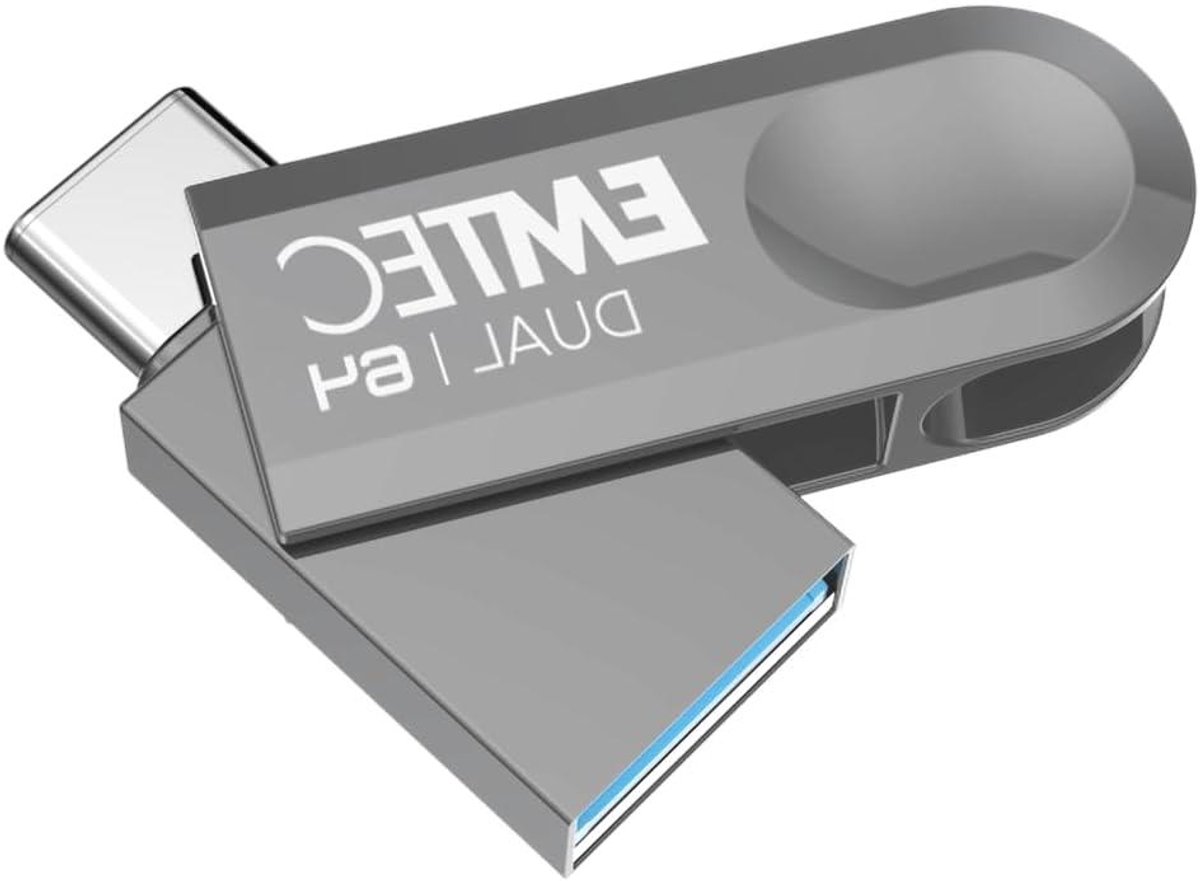 USB Flash Drive - Geheugenstick Dual - Bestanden Overzetten - Eco Design - 64 GB - Grijs