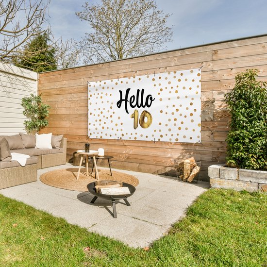 Affiche de clôture Jubilee - Or - 10 ans - 200x100 cm - Toile de jardin