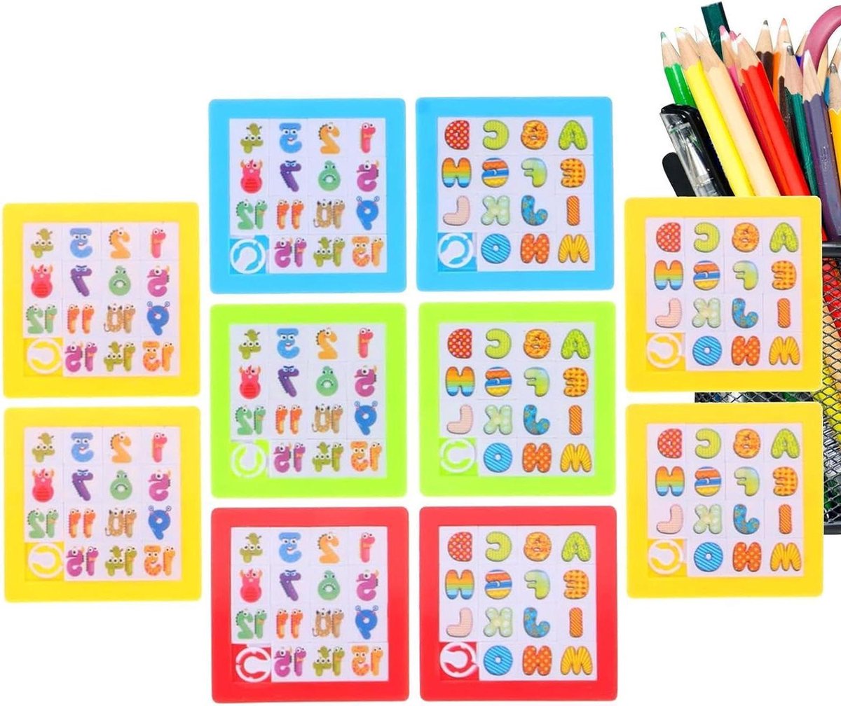 Générique Schuifpuzzels voor 10 stukjes, puzzels, puzzels met intellectueel nummerblokken, voor jongens, meisjes, thuis, reizen, feestgeschenken, camping, school, verjaardag