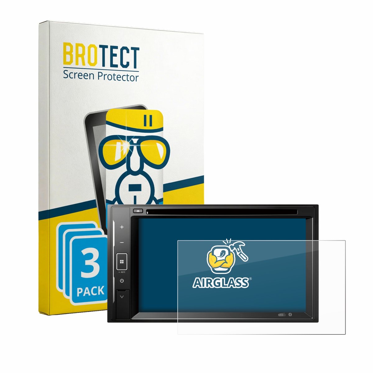 Screenprotector 3 Stuks voor Pioneer DMH-A240DAB Beschermglas transparant