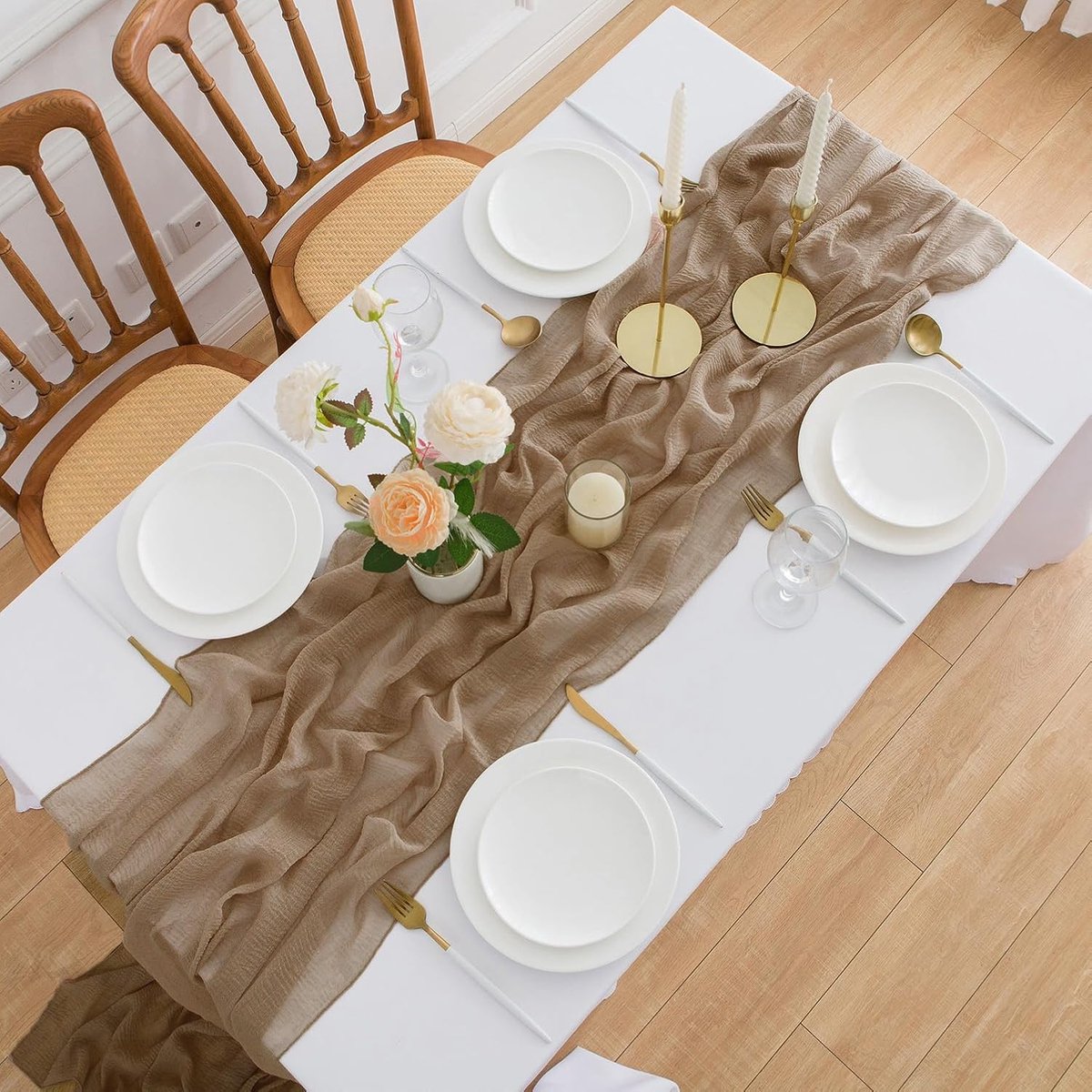 Tafelloper Bruin Decoratieve Stof Tafelloper Bruiloft Kaasdoek 3 m x 80 cm