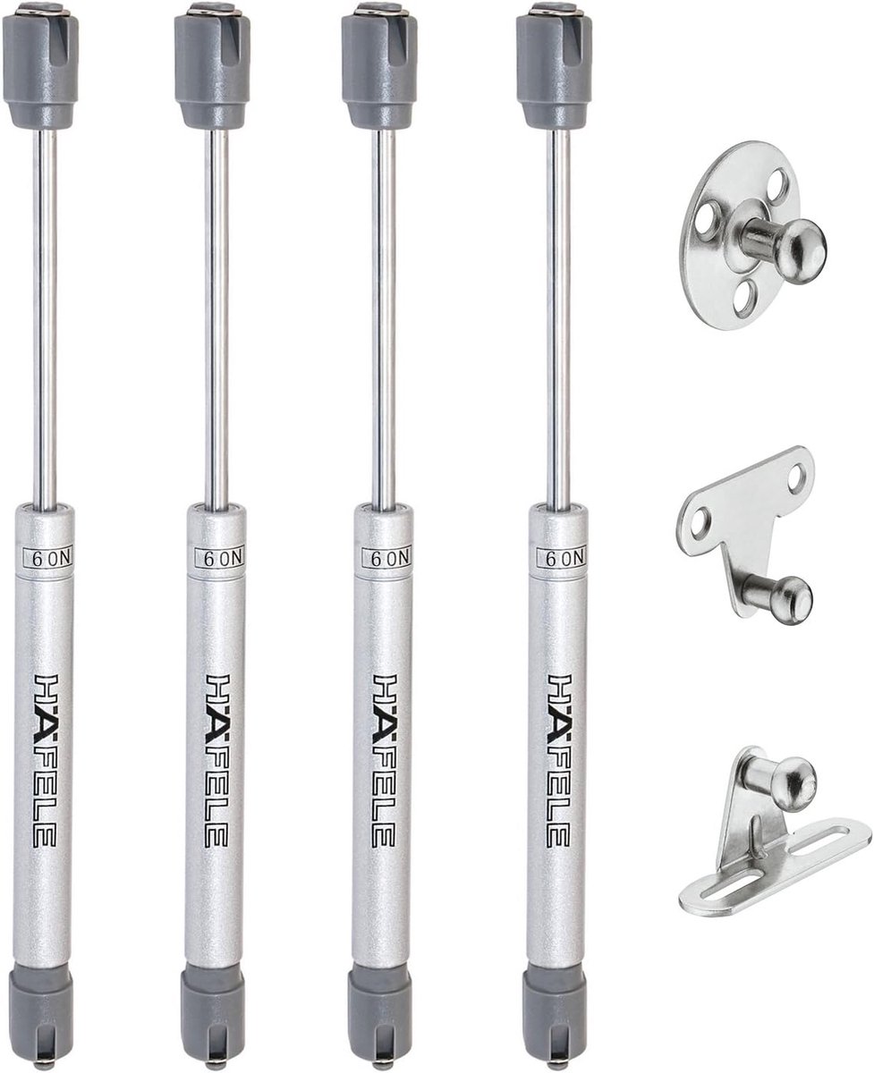 60N Automatic Lid Stay - Kitchen Cabinet - Cupboard - Wardrobe Door - Hydraulic Spring Gas Strut - Piston - Pneumatic Support - Flap Fittings - Soft Opening Rod Mechanism - Pack of 4