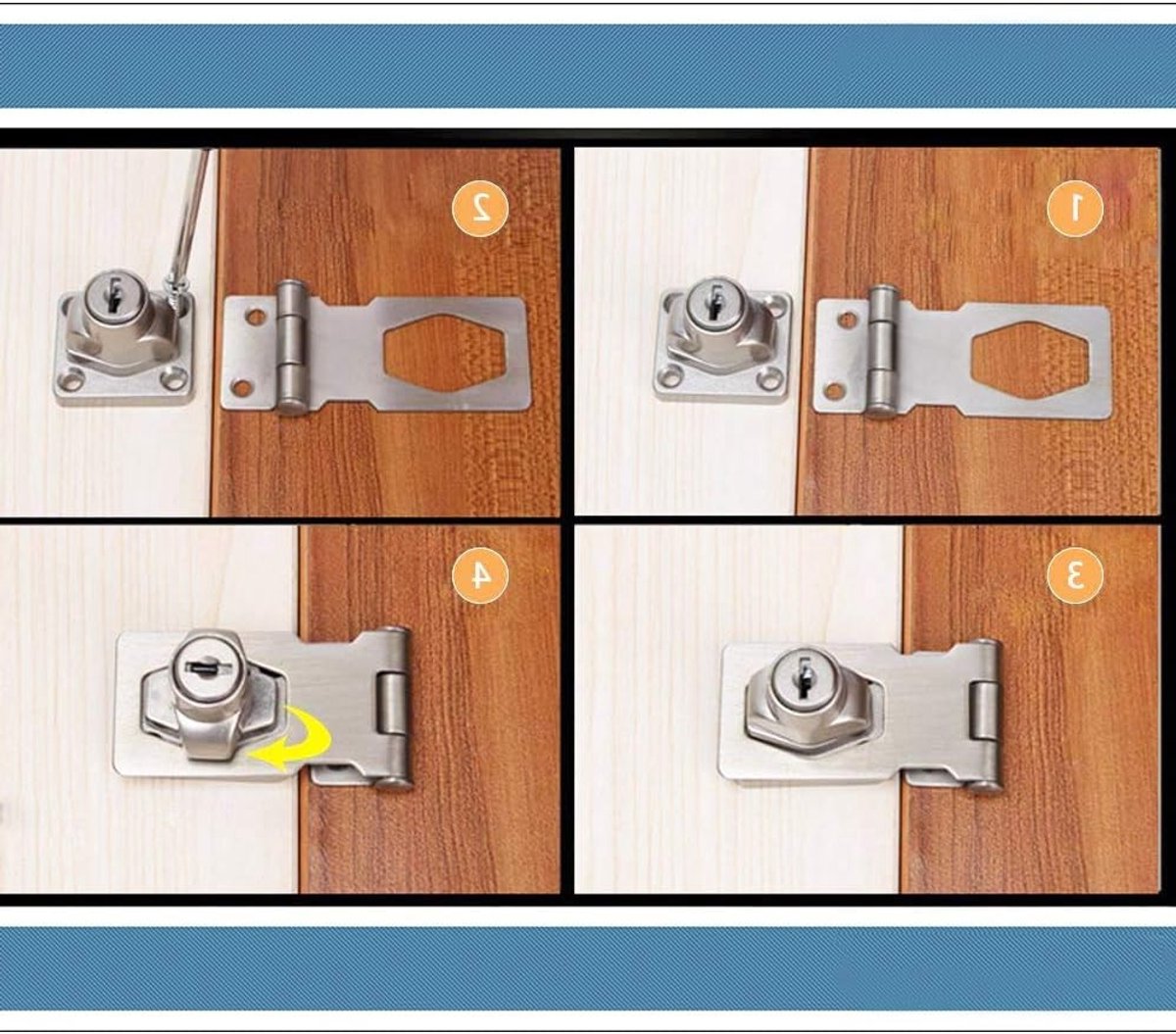Veiligheidsvergrendeling met Sleutel en Schroef, 90 Graden Hasp Slot voor Schuurdeuren, Meubels en Opbergdozen (105mm)