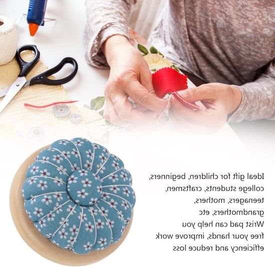 Naaigerei: Houten Naaldenkussen in Pompoenvorm voor Quilten en Creatief Handwerken, Ideaal voor Naaiprojecten — afbeelding 4