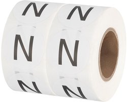 Letter N Inventory Labels - 1 Inch Capital Letter Stickers - Zelfklevende Ronde Cirkel Codering Dots Labels - 1000 Stuks voor Kantoor - Opslag