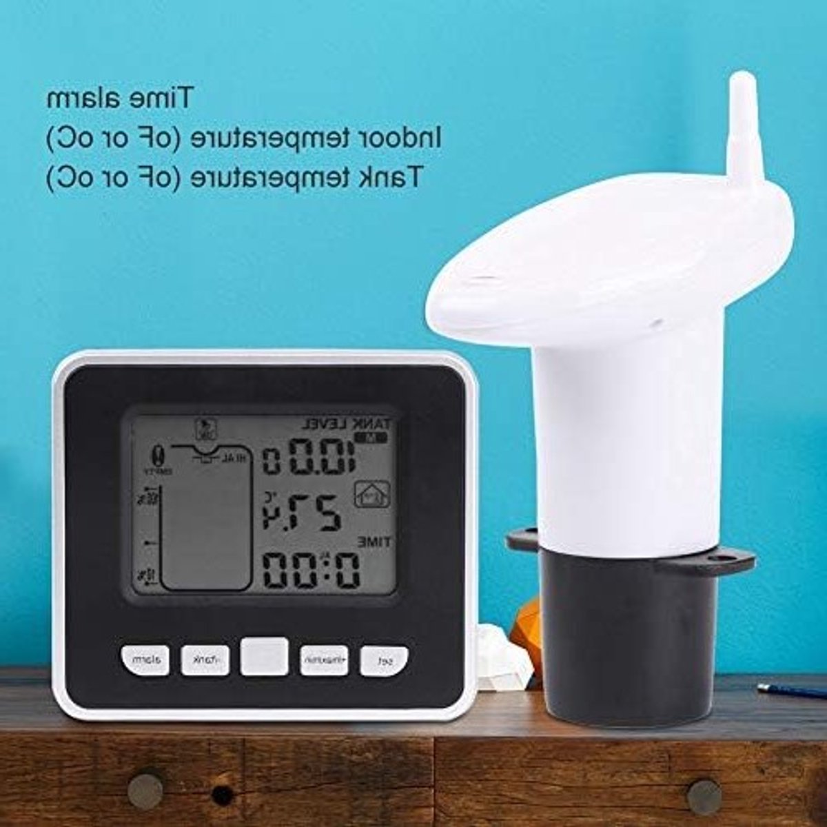 Waterniveau Sensor Transmitter voor Watertanks met Temperatuurweergave en 300ft Bereik