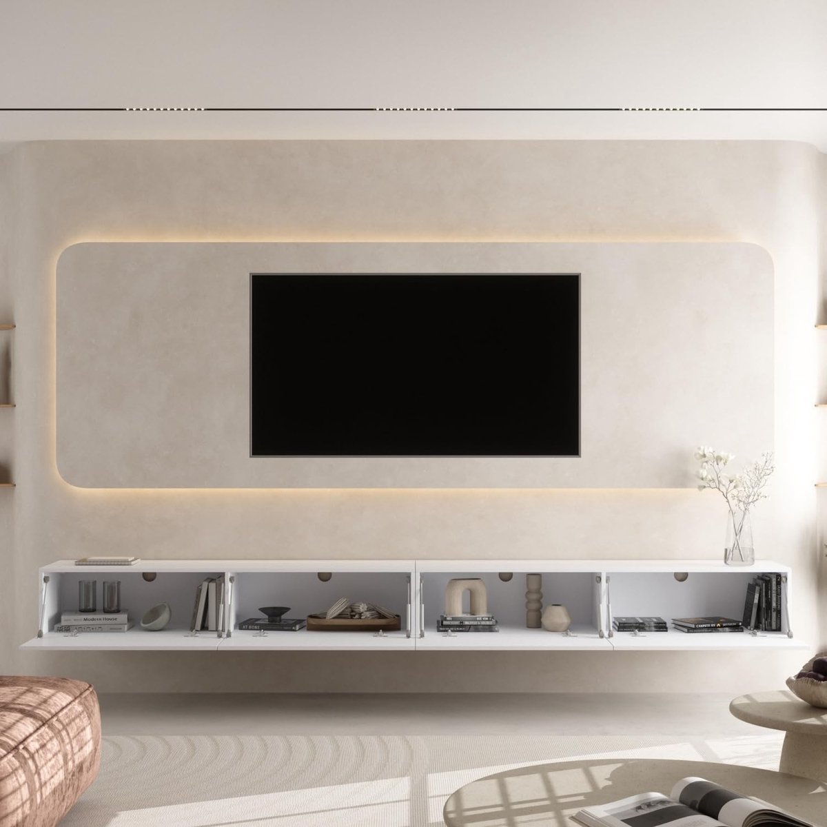 Luxe Zwevend & Staand TV-Meubel XXL 320 cm Modern Design met Kabelmanagement en Soft-Close –
