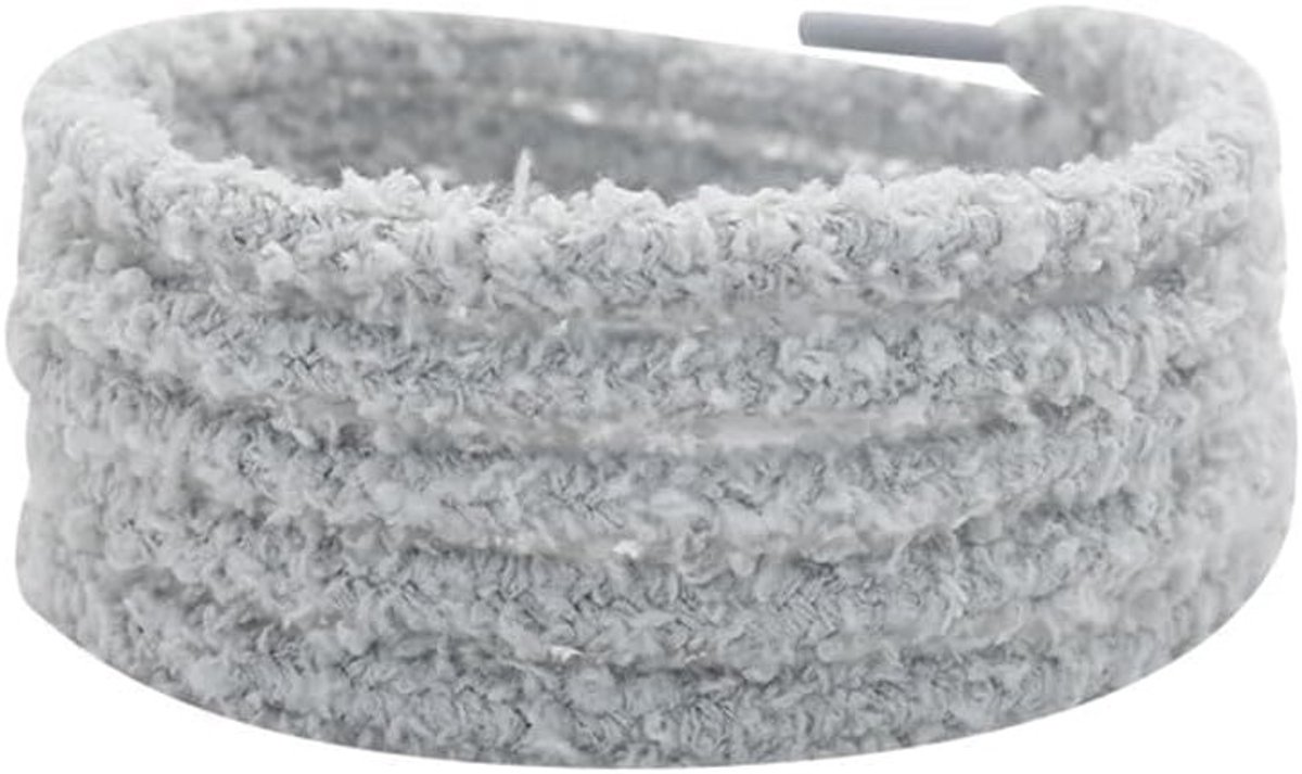 Zachte Pluche Veters, 2 Paar, 8 mm, Rond, 120 cm, Grijs, Universele Veters voor Sneakers en Canvas Schoenen, Comfortabele en Elastische Veters
