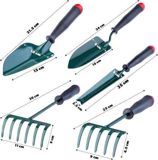 Tuingereedschapsset 5-delig - Mini tuingereedschap Plantgereedschap - Tuinonderhoud - Ergonomisch en robuust ontwerp - 30 x 11 x 5 cm — afbeelding 5