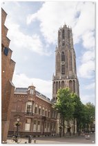 Tuinposter 120x180 cm - Tuindecoratie Uitzicht - Domtoren - Utrecht - Poster voor in de tuin - Buiten decoratie - Schutting tuinschilderij - Tuindoek muurdecoratie - Wanddecoratie balkondoek