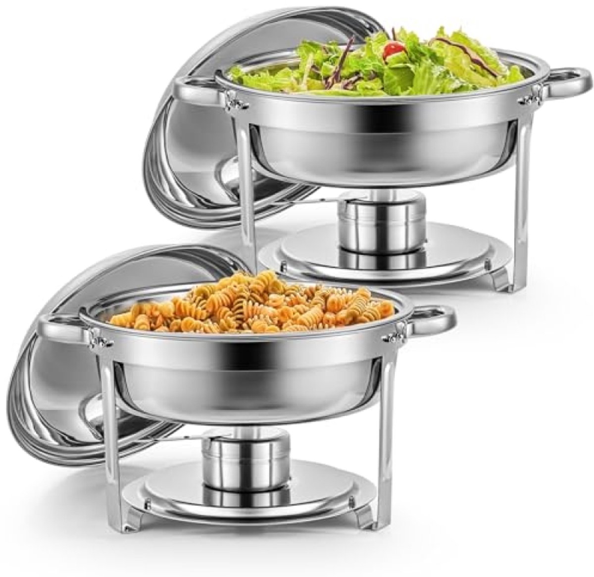 Ronde Chafing Dish 5 Liter - Set van 2 Voedselwarmers voor Catering en Feesten
