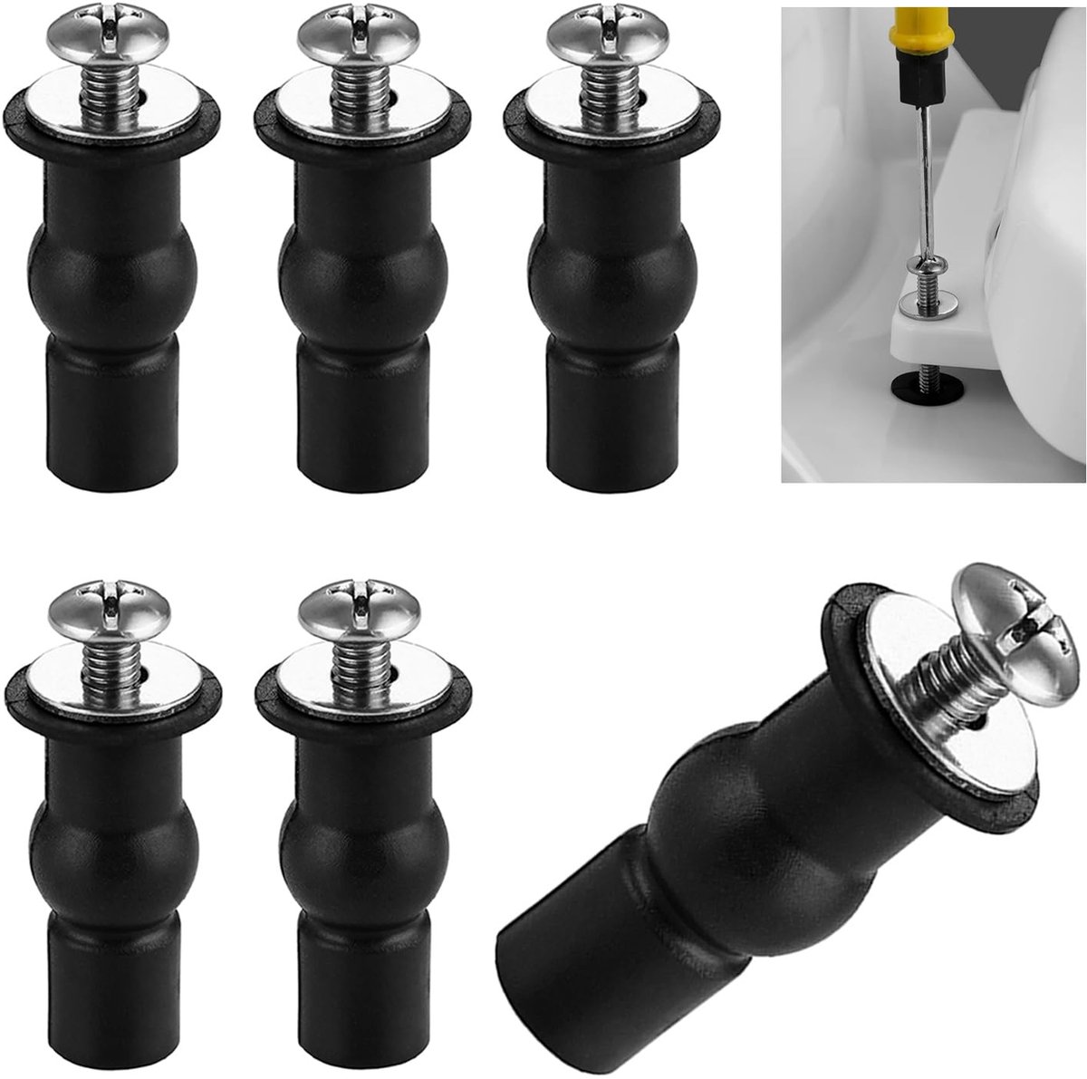 6 Stuks WC-bril Bevestigingsset - Top-Fix Scharnieren met Rubber - Voor Toiletbril Reparatie