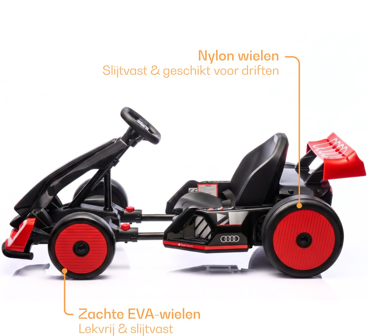 Audi Full Option Elektrische GoKart 6 tot 12 jaar – Officieel Gelicentieerde 24V Drift-Kart met Verstelbaar Frame & Bluetooth – Snelle Kinderkart met Soft-Start, LED-verlichting & EVA Voorwielen – Rood — afbeelding 10