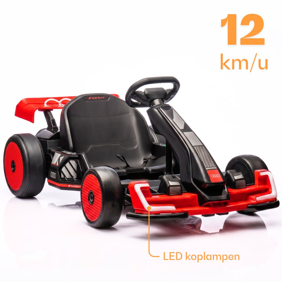 Audi Full Option Elektrische GoKart 6 tot 12 jaar – Officieel Gelicentieerde 24V Drift-Kart met Verstelbaar Frame & Bluetooth – Snelle Kinderkart met Soft-Start, LED-verlichting & EVA Voorwielen – Rood — afbeelding 7