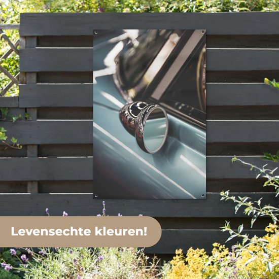 Affiche de jardin - Toile de jardin - Posters de jardin extérieur - Miroir - Voiture - Oldtimer - 80x120 cm - Jardin