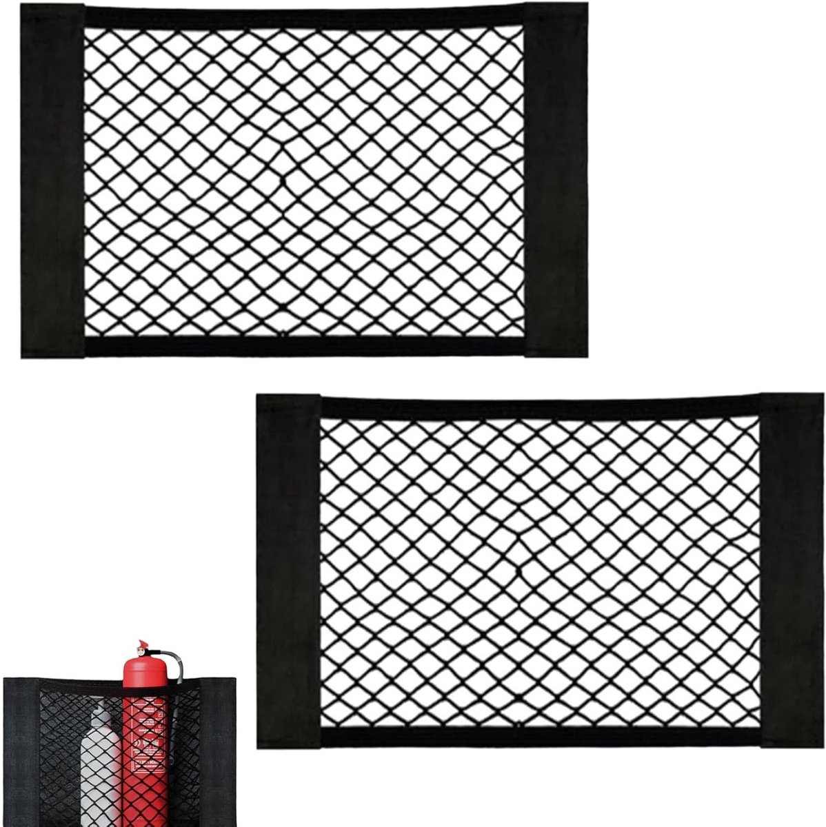 Set van 2 Bagage Netten - Auto Organizer voor Efficiënte Opslag, 40 x 25 cm, Elastische Rand voor Stevige Lasten, Geschikt voor Auto, SUV en Vrachtwagen