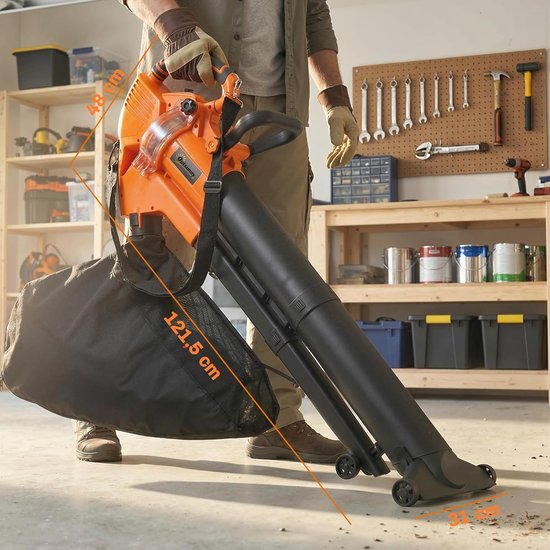 Elektrische Bladblazer - Tuin Stofzuiger - Gazon Onderhoud - 3-in-1 Functie - 40 Liter Zak - Oranje — afbeelding 5