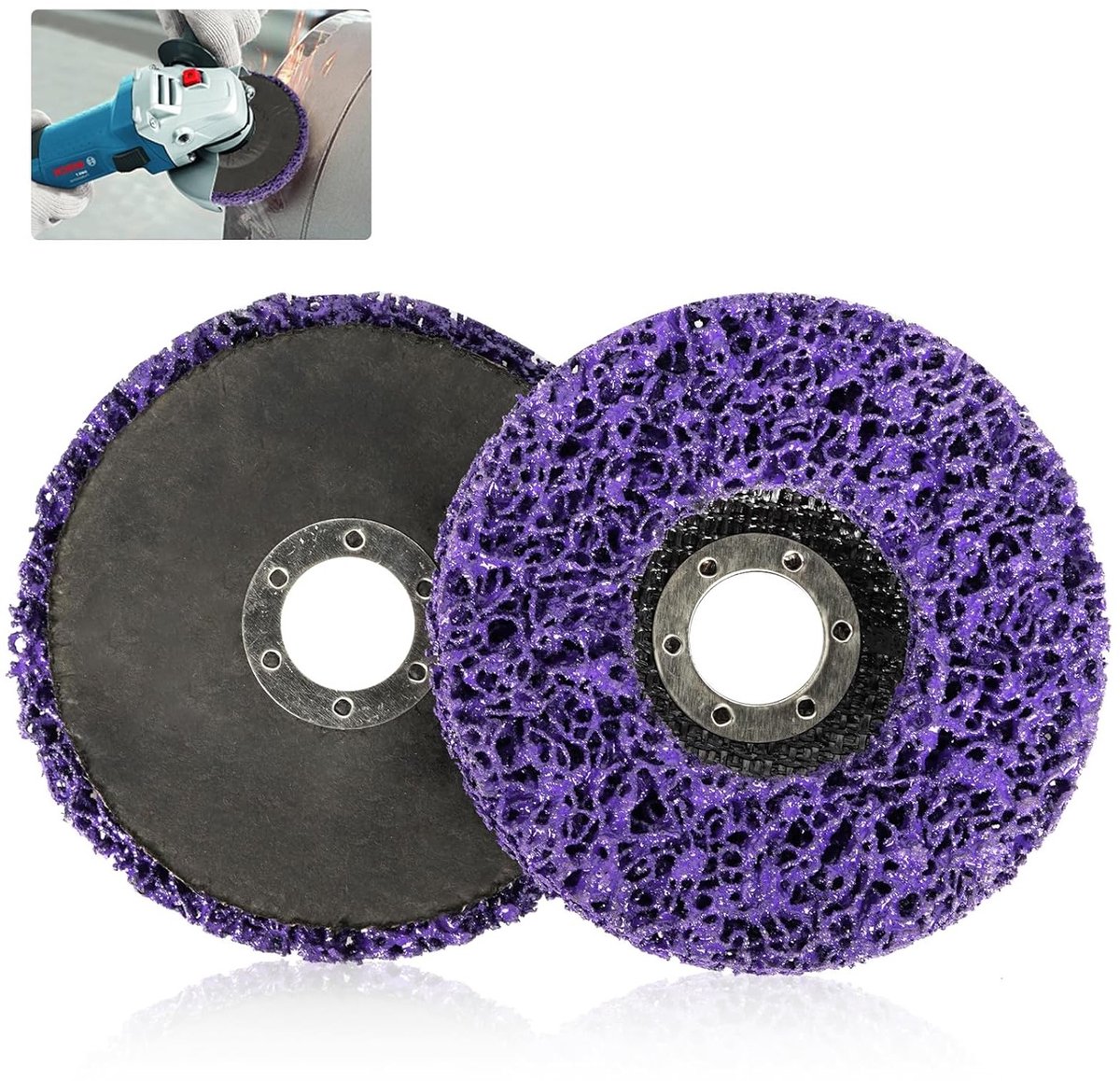 Ruwe Schuurdiscs van 115mm voor het Verwijderen van Roest, Verf en Oxidatie - Set van 2 Stuks voor Efficiënt Schoonmaken