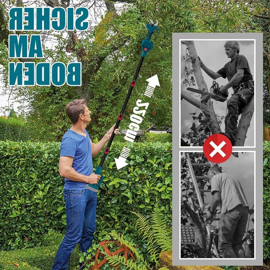 Elektrische takkenschaar met verlengstang - Maximale opening 65 mm - Snijdiameter 40 mm - Telescopische tuinschaar - Batterijgevoed - Compatibel met 18 V - Boomsnijden - Lang bereik van 2,2 m van Güde — afbeelding 3