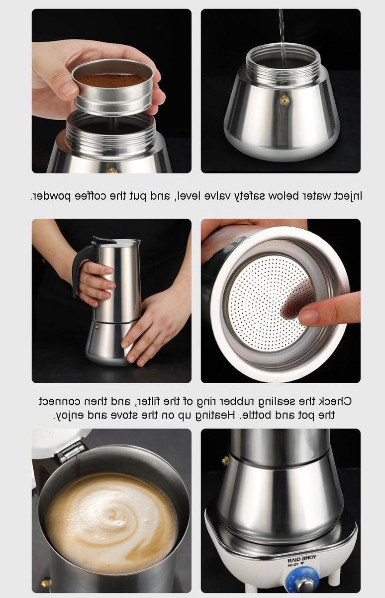 Espresso Moka Pot van RVS, 300 ml Percolator voor Koffie, Geschikt voor Alle Hobs en Kamperen