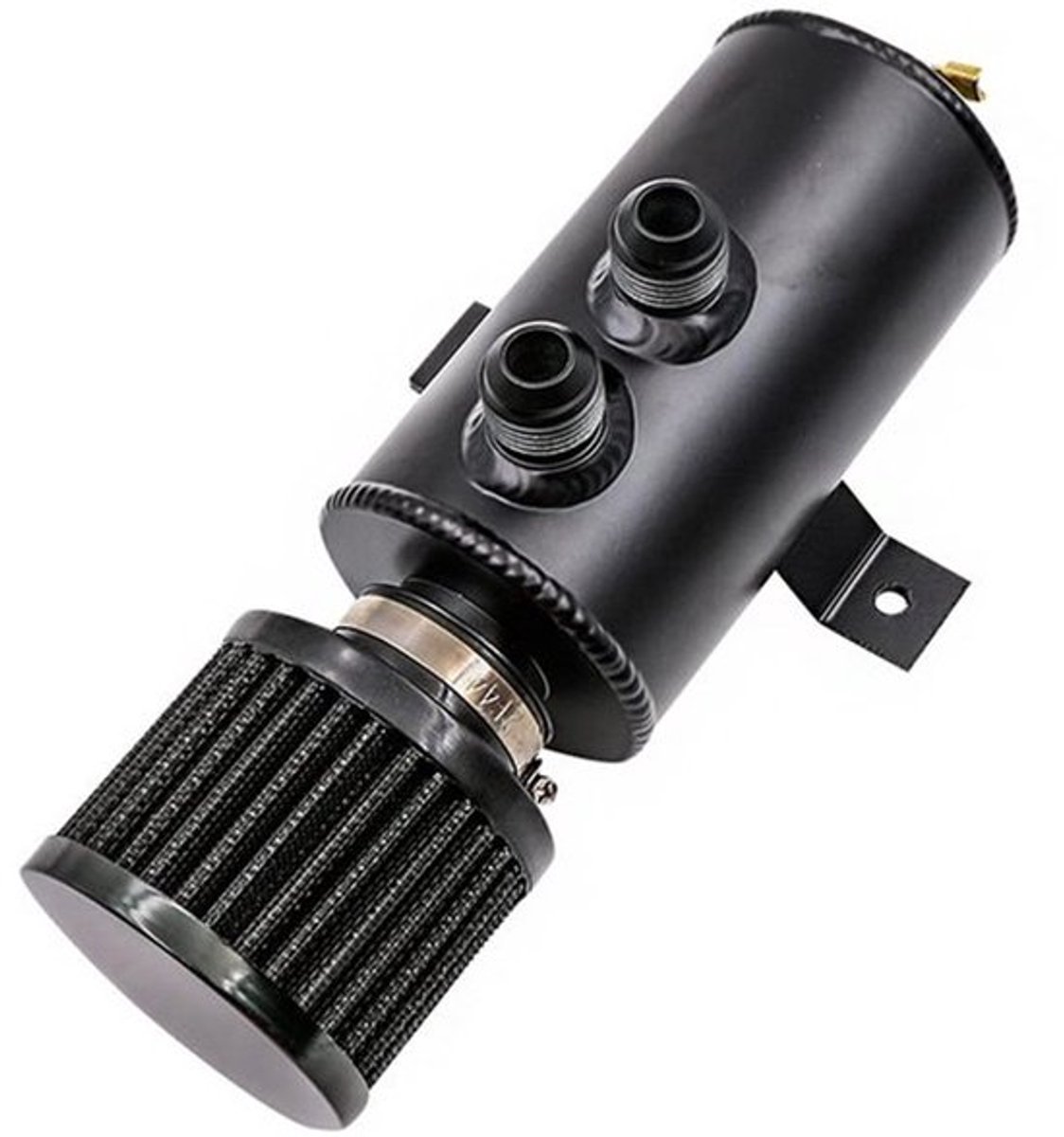 10AN Aluminium Baffled Oil Catch Can - 750ml - Zwart met Ontluchtingsfilter