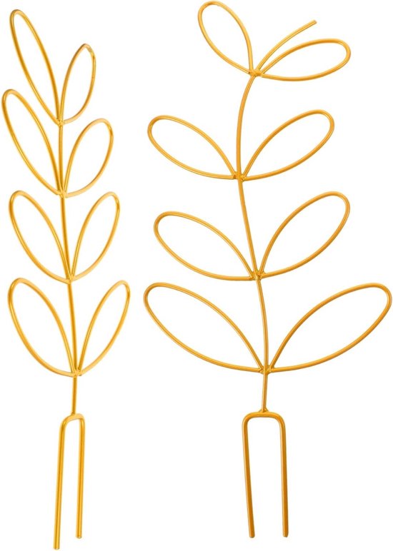 Klimplantsteun 2-pack - Tuinrek Klimrek - Planten Ondersteunen - Bladontwerp - 313 x 14 cm - Goud