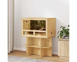 Terrarium Huisdierverblijf - Reptielenbak Vochtig - Dieren Huisvesting - Inclusief Thermometer - 80 x 50 x 50 cm - Bruin