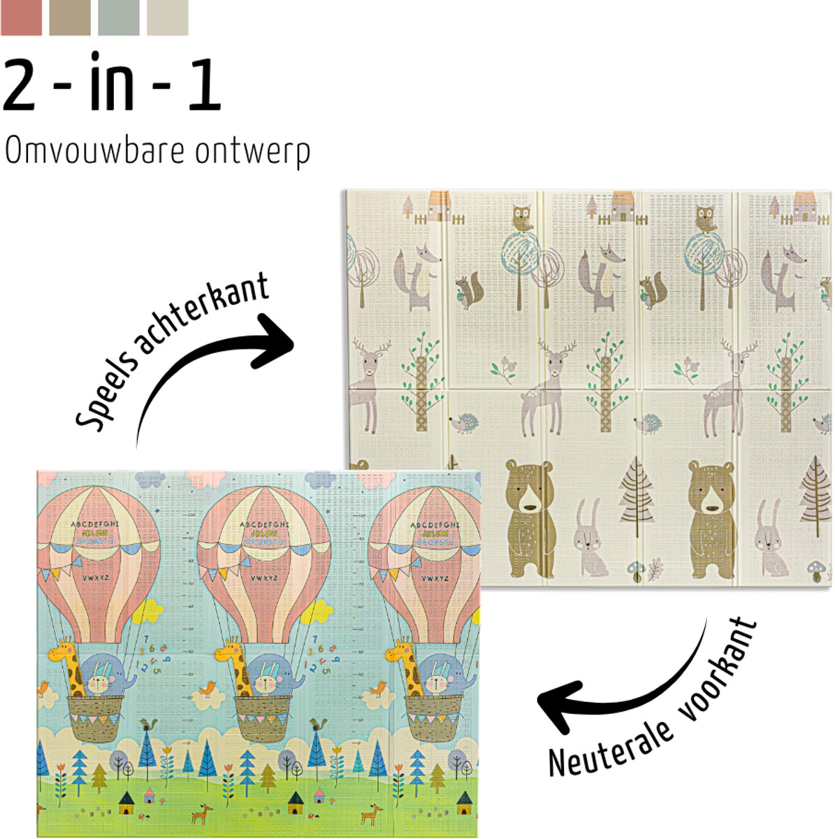 Roosly Speelmat Baby - Speelkleed Baby - Inclusief Opbergtas - babygym - kruipmat - playmat - Dubbelzijdig en opvouwbare Foam XPE 180 x 200 cm - speelgoed - Veilig & Zacht - model Balloon — afbeelding 8