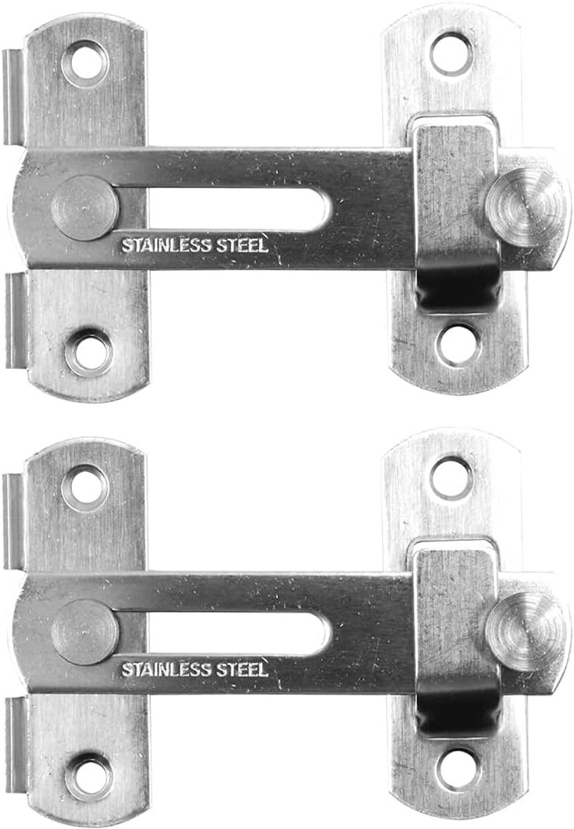 SPHProducts Poortsloten - Veiligheidsdeur - 100 x 70 mm - Flip Latch - Brushed Silver - Geschikt voor deuren en ramen - 2PCS