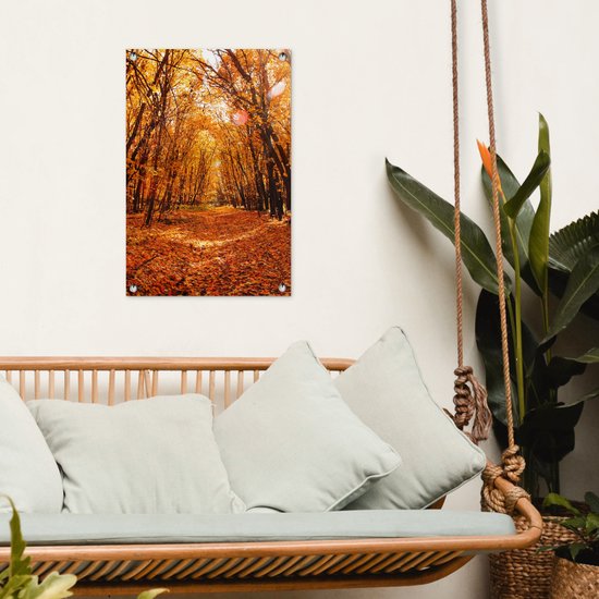 Affiche de jardin - Automne - Forêt - Feuilles - Oranje - 40x60 cm - Décoration de jardin - Toile jardin