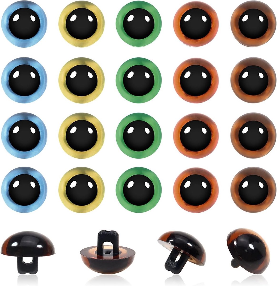 20 Stuks Gemengde Kleur Naaiogen 12mm Plastic Knopen voor Amigurumi, Haakdieren en Pluche Poppen