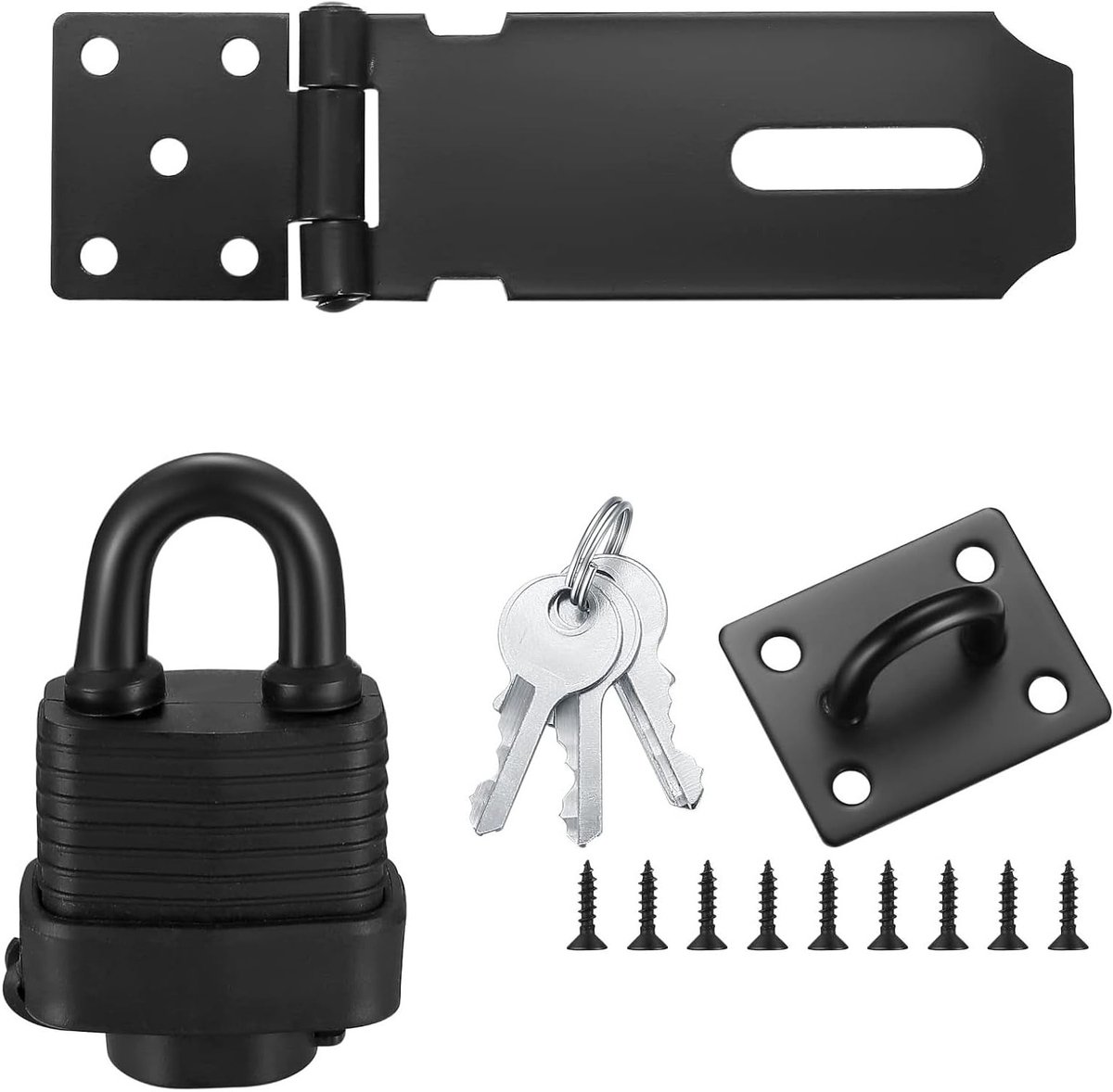 Robuuste 10.5cm Deurslot en Staple met Hangslot, RVS Doodslot voor Schuur, Kast en Tuin, Veiligheidsvergrendeling met Schroeven voor Extra Beveiliging