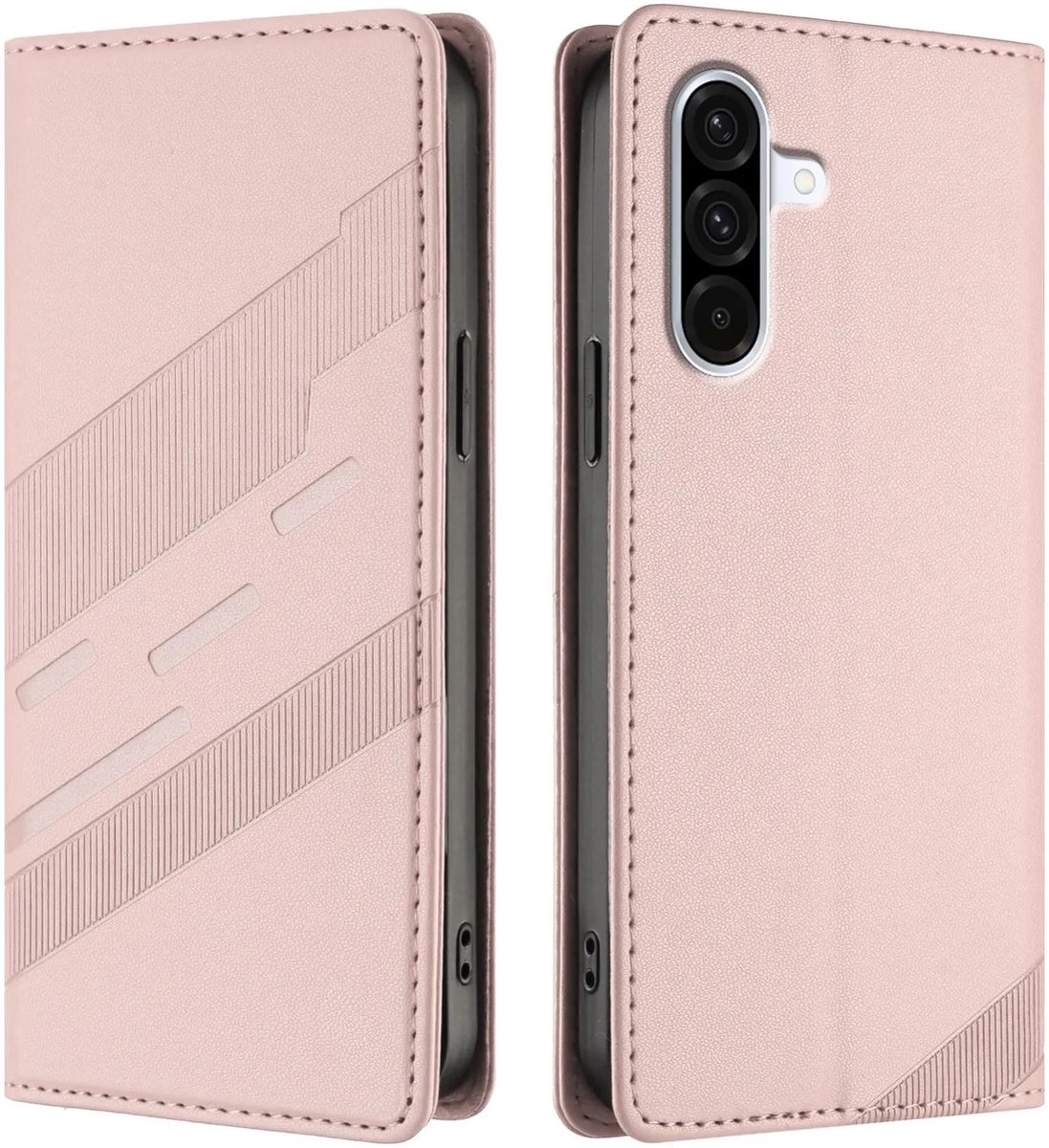 Hoesje geschikt voor Samsung Galaxy A36 - Phonesta Embossed Lines Book Wallet Case - Roze