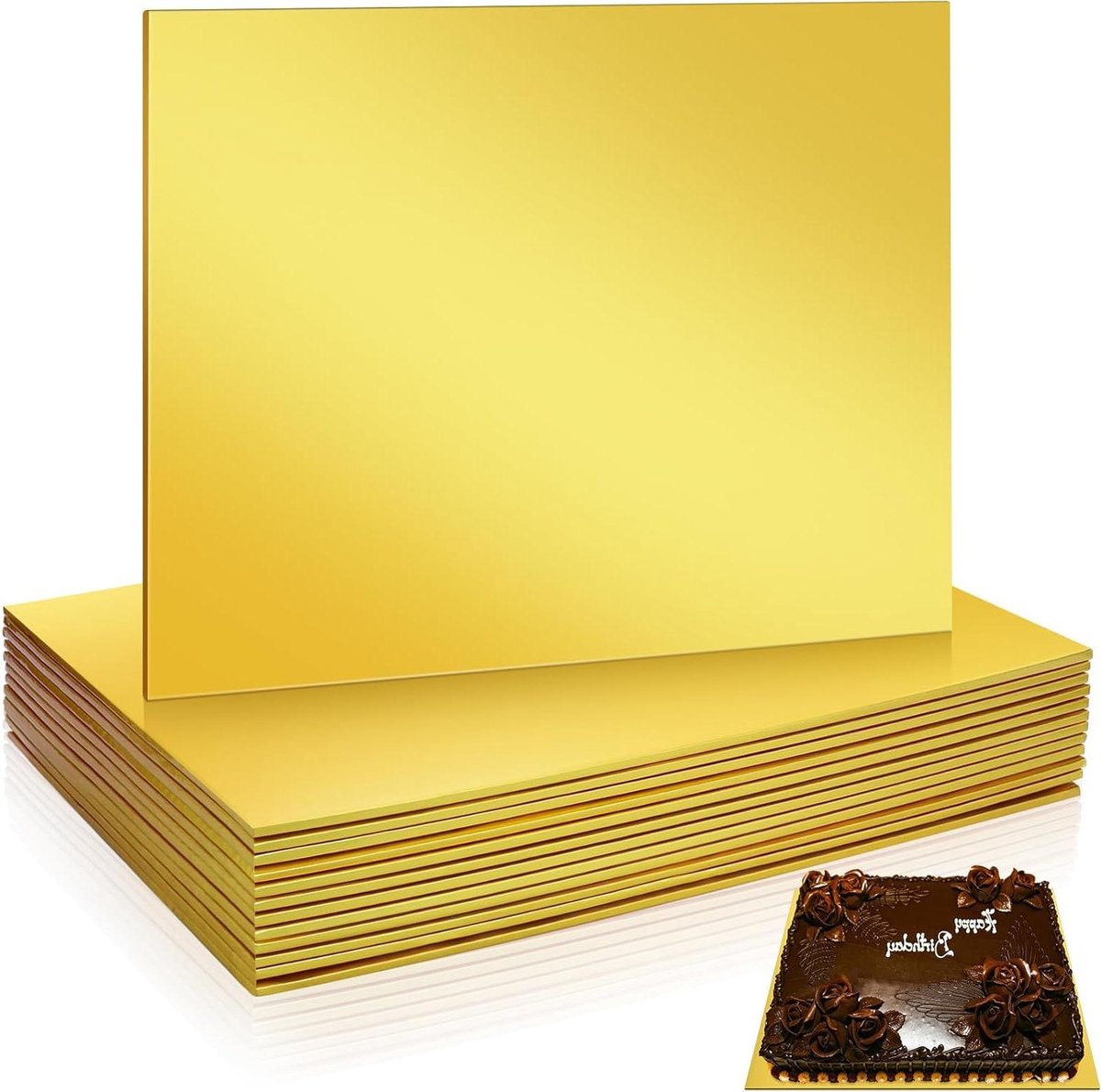 Taart Borden - Dessert Onderzetters - Gebak Presenteren - 12 Stuks Stevig - 35x45 cm - Goud