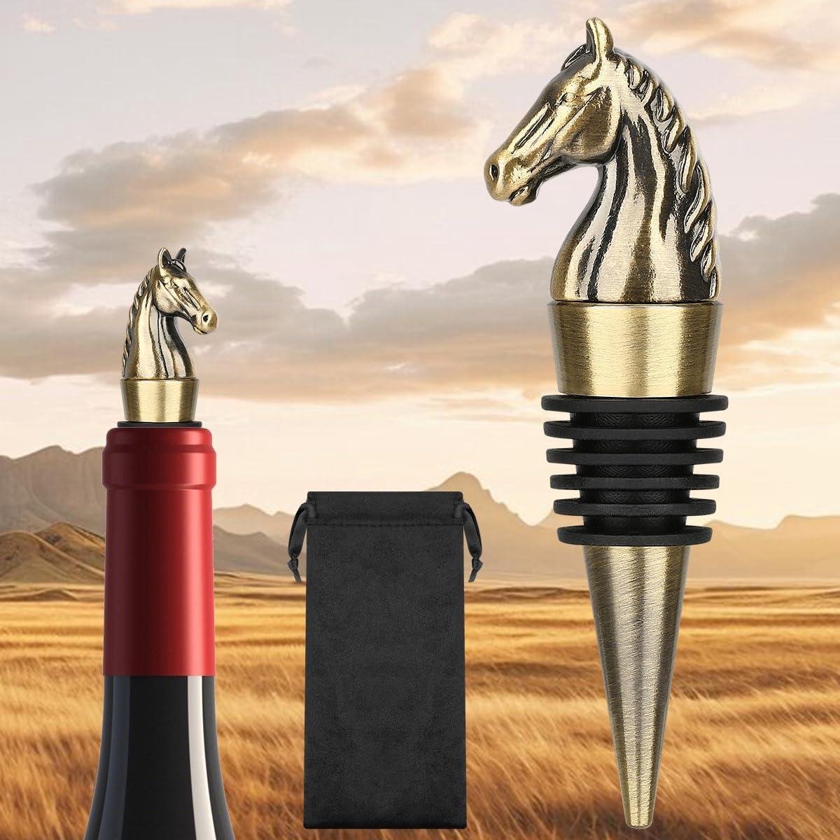 Wijnfles Stopper - Fles Afsluiter - Wijn Bewaren - Paardenhoofd Design - Brons