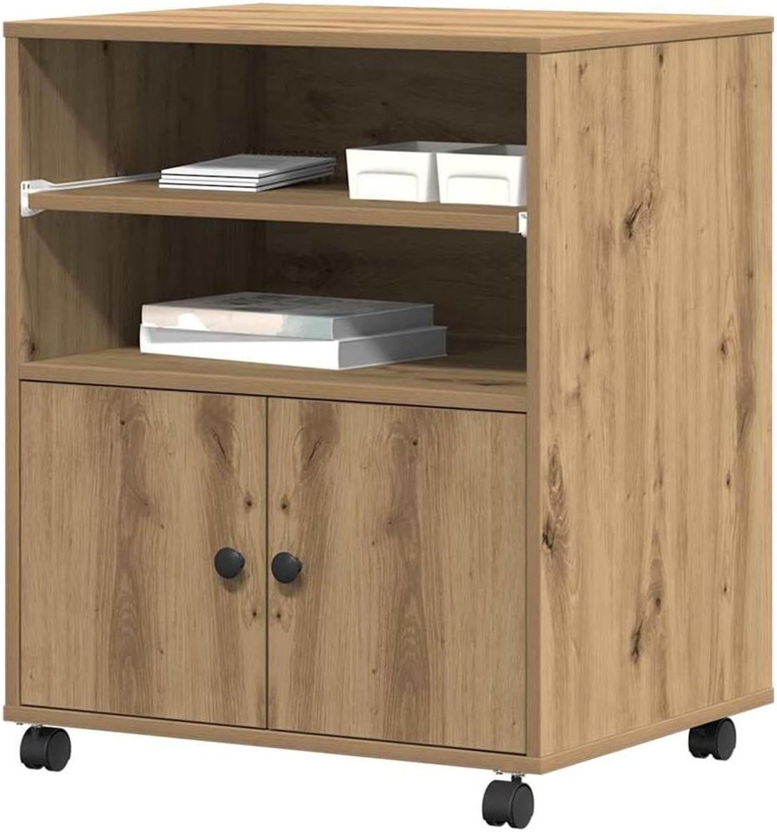 vidaXL Printerstand Artisan Eiken 60 x 48 x 74 cm Bewerkt hout, Moderne bureau-stand, rechthoekig printerschap, compacte opslag, efficiënte werkruimte-organizer, houten ontwerp