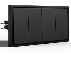 BSEED lichtschakelaar mat met licht, wisselschakelaar inbouw met klauwen, alleen horizontale montage, C-serie, dubbel 2-voudig 1-weg, 150mm zwart