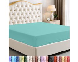 Utopia Bedding Fitted Sheet Twin Size Flat Sheet Spacious Corner Height Soft Microfiber Shrink and Fade Resistant Easy Care 1 Fitted Sheet (Spa Blue Only) (US Size)