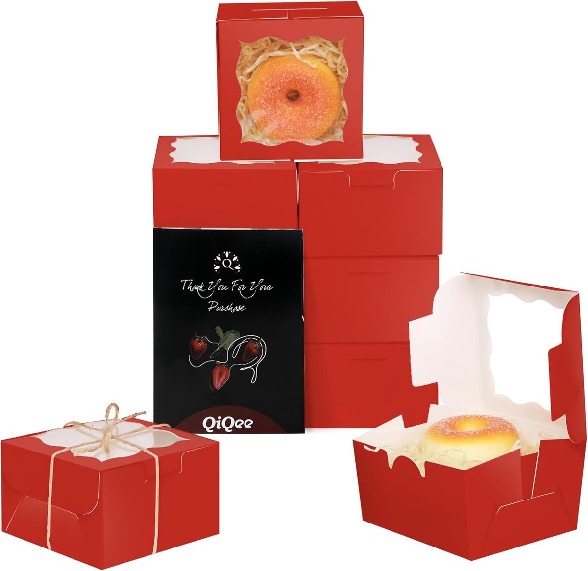 Cupcakedoosje - 10.2 x 10.2 x 6.5 cm - Rot - Met Tray en Venster - Gebaksdoos - Perfect Voor Cupcakes, Desserts en Meer - 15 stuks - Cupcakedozen - van Imperatoris