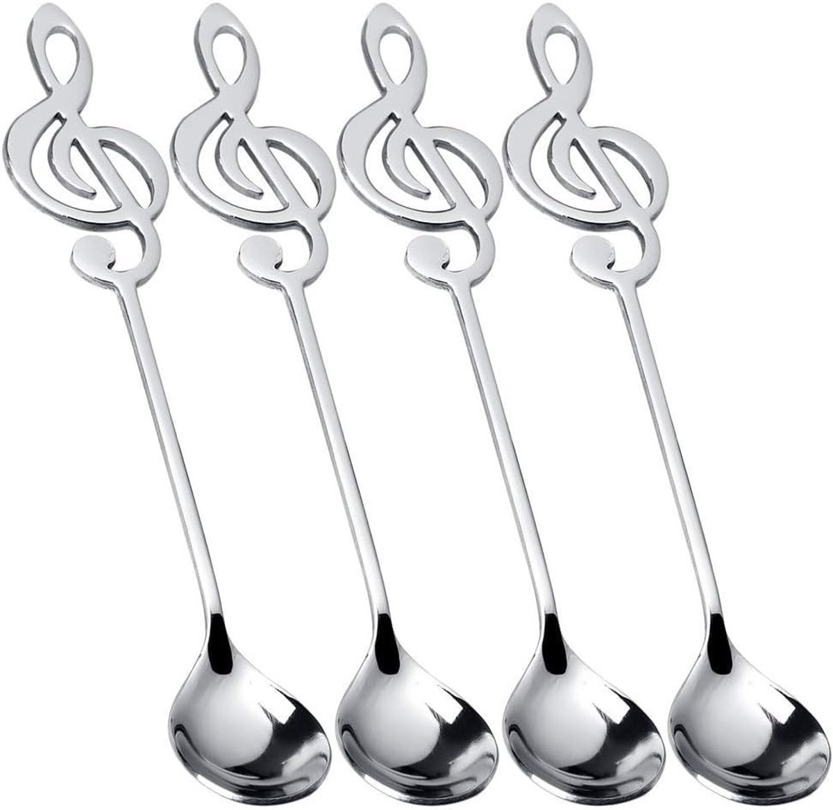 Set van 4 Muzikale Noten Koffielepels - RVS Dessertlepels voor Koffie en Thee
