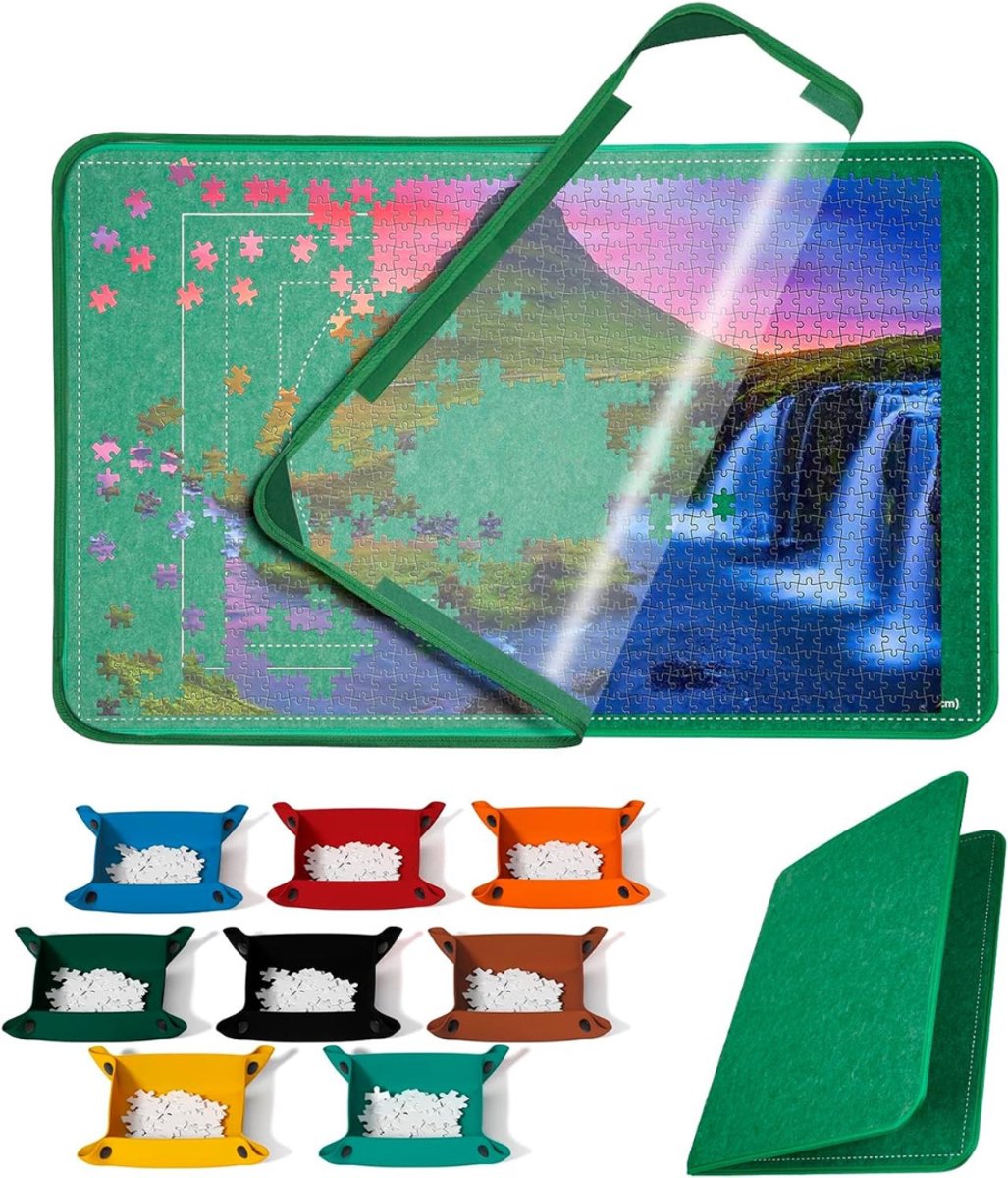 REN® Puzzeltafel - Puzzelbord - Puzzeltafel met Lades 1000 Stukjes - + 1 transparant deksel tegen stof - Groen - 105cm x 80cm x 1cm