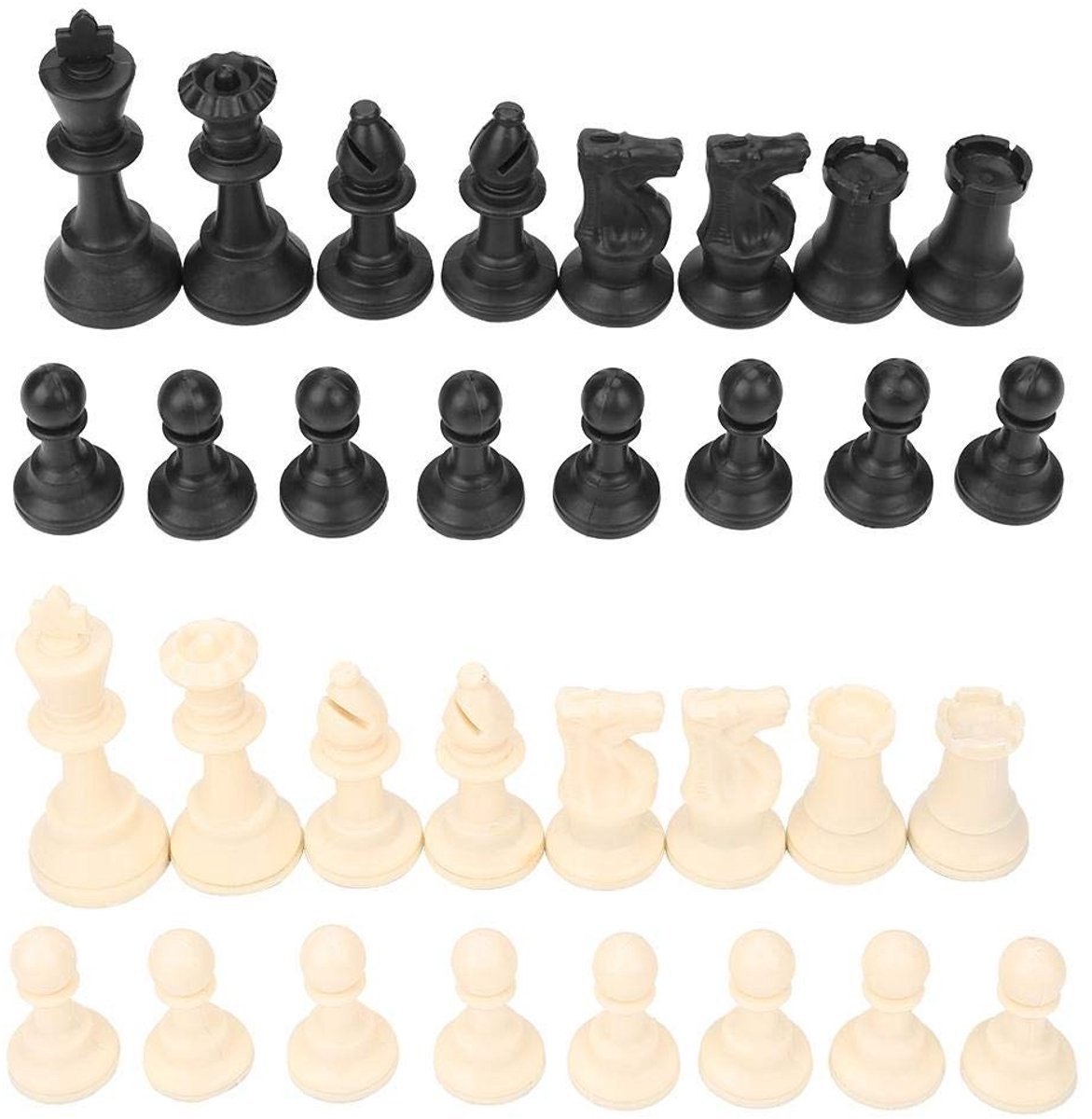 Garosa Plastic Schaakstukken Set - Toernooi Schaakspel met 32 Figuren in Zwart en Wit