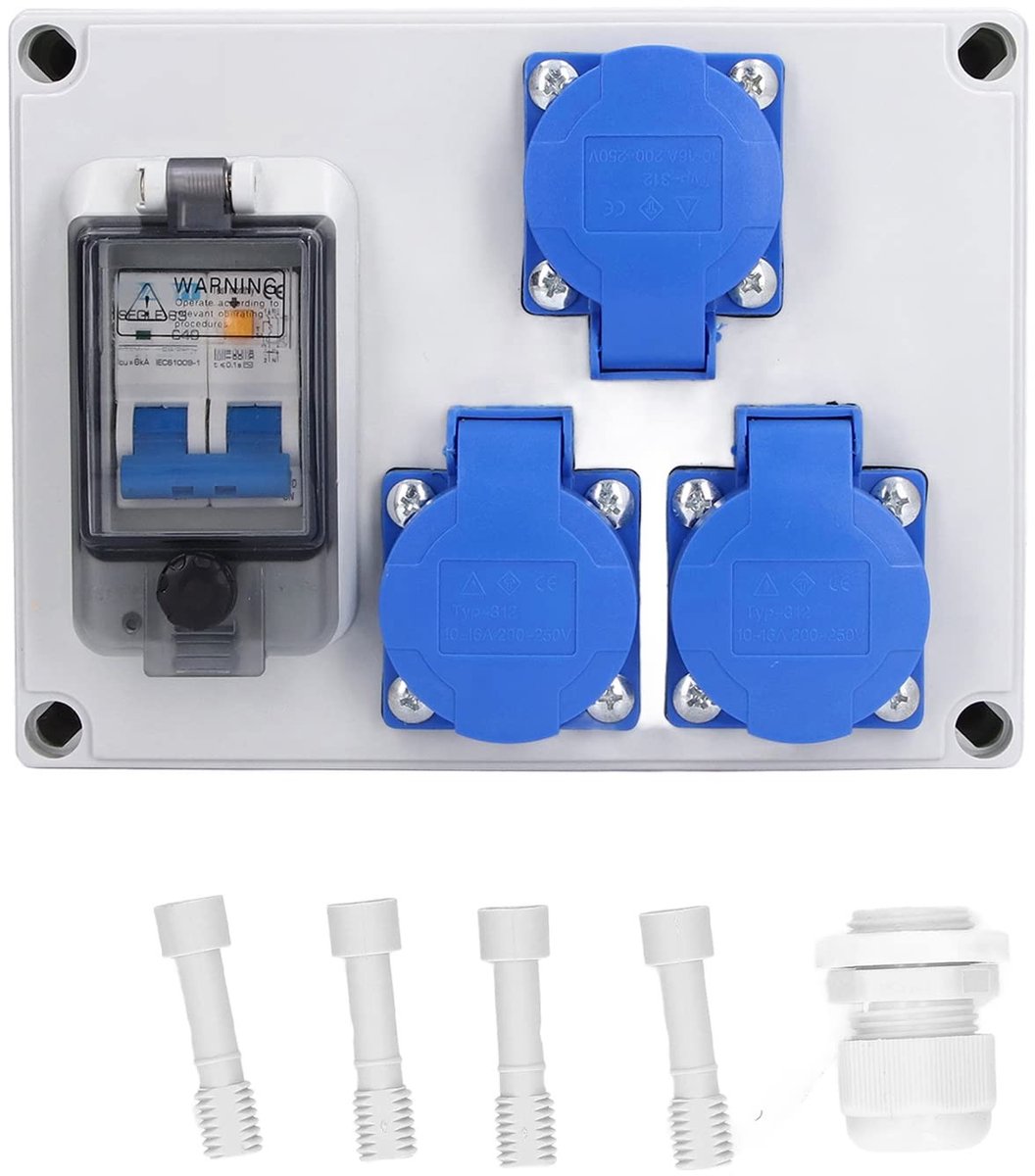 Waterdichte Dubbele Wandcontactdoos 230V 40A IP67 voor Binnen en Buiten