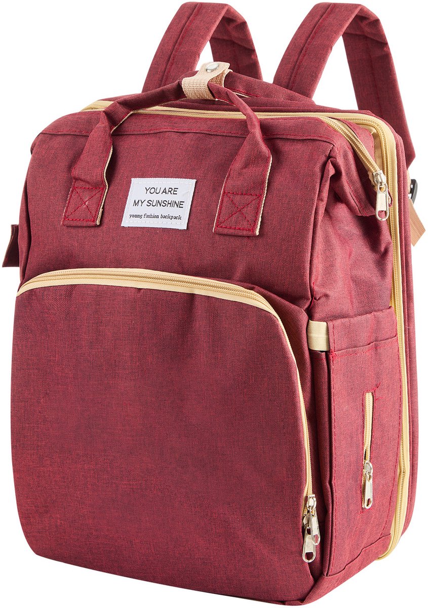 Babyverkleedrugzak – Stijlvolle Multifunctionele Luiertas met Verschoonmat – Grote Draagbare Baby Rugzak – Softshell – Voor Reizen – Rood