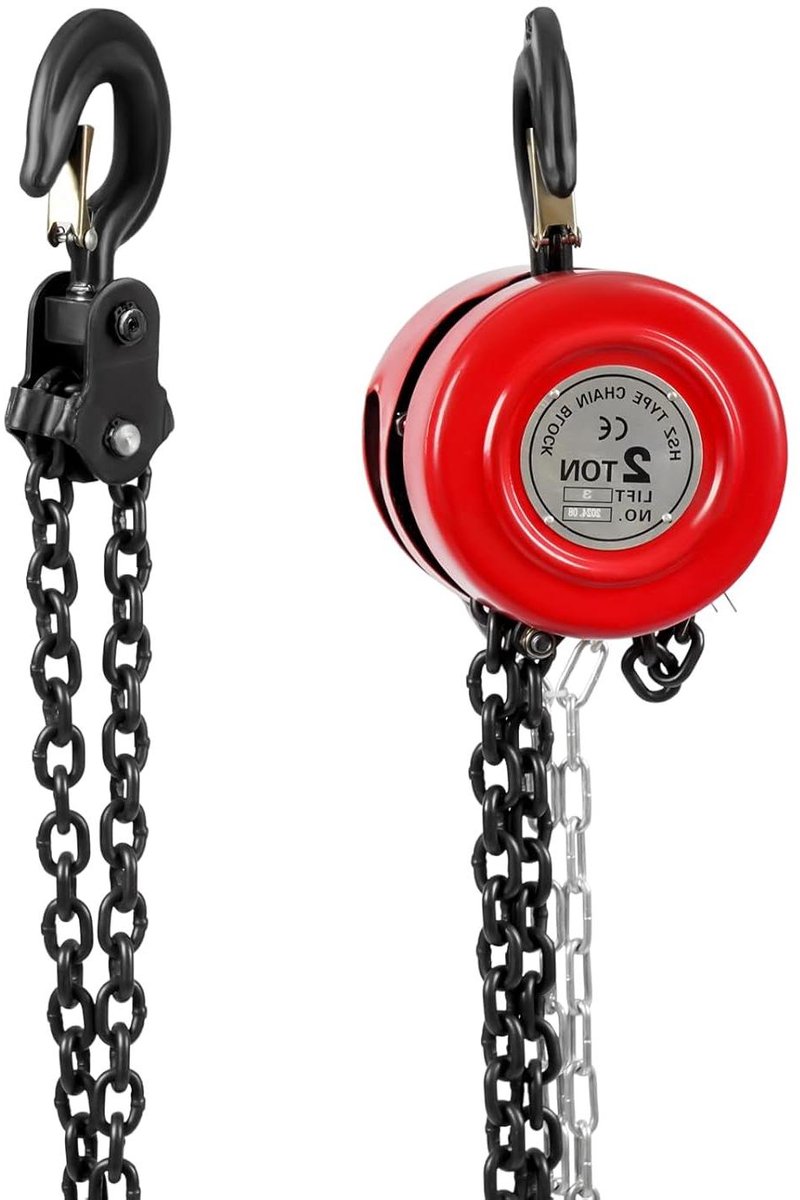 Handkettingtakel - Hefketting Takel - Zware Lasten Heffen - Robuuste Haak 360 Graden - 3 m Hefhoogte - Rood