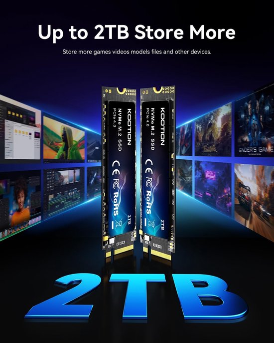 Interne SSD - Harde Schijf - Opslag Uitbreiden - PCIe Gen4 NVMe - 2 TB - Zwart — afbeelding 4