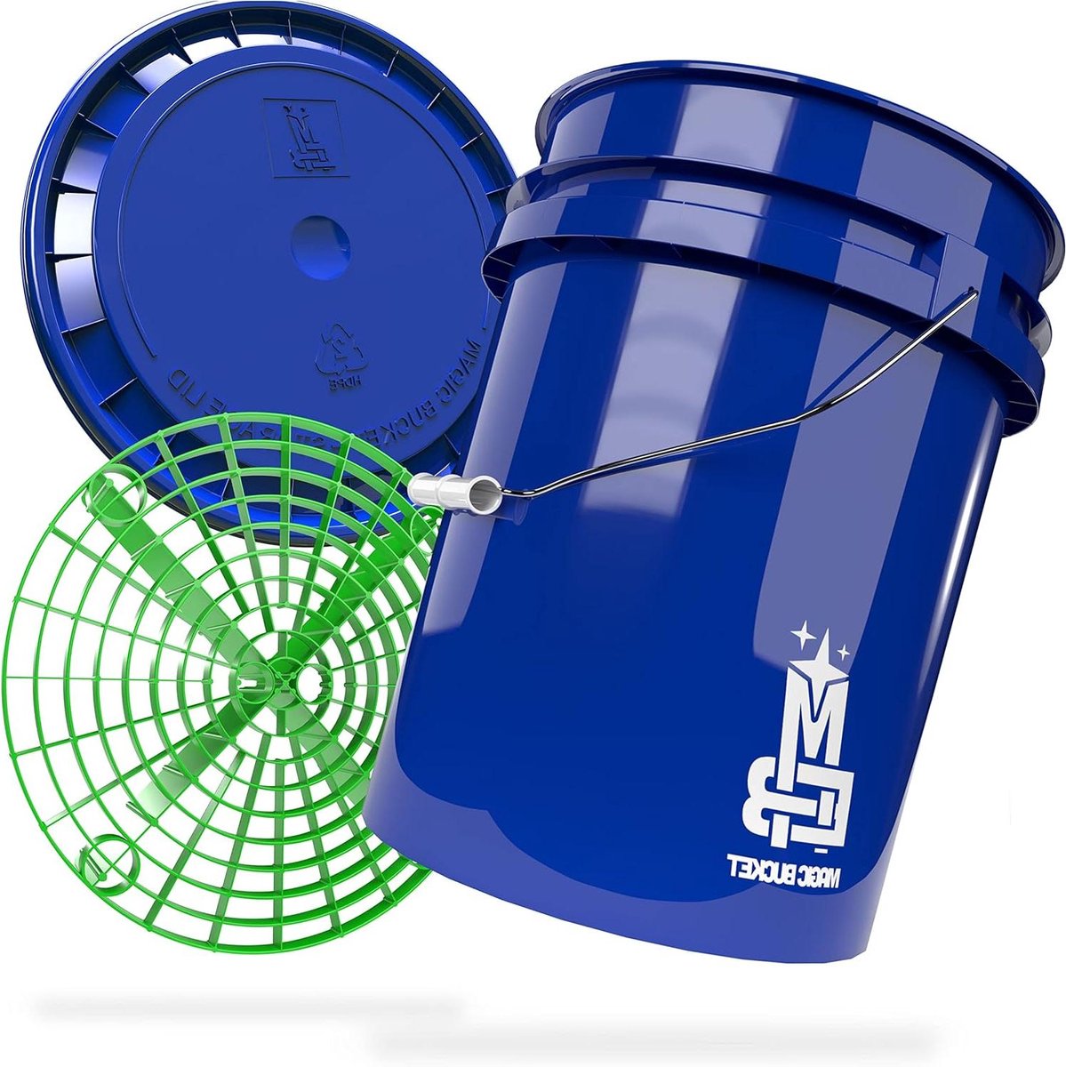 Autowas Emmer - Wasemmer Grit Guard - Auto Poetsen - Extra Stabiel Dik Wand - 20 Liter - Blauw Groen