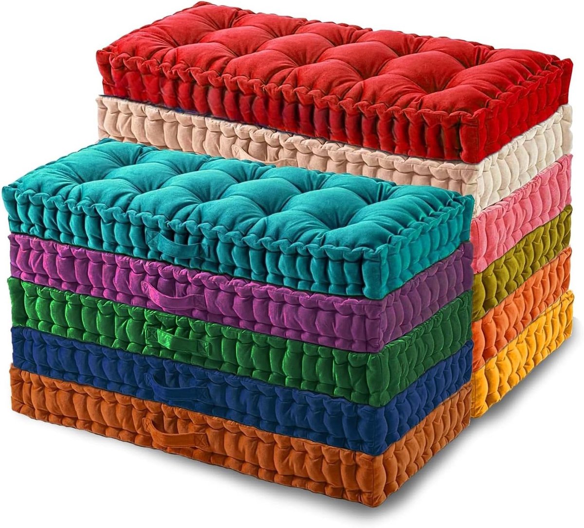 Bankkussen Dik - Zitkussen Vloerkussen - Binnenmeubels Comfort - Zacht Getuft Fluwelen - 90x30x10CM - Grijs